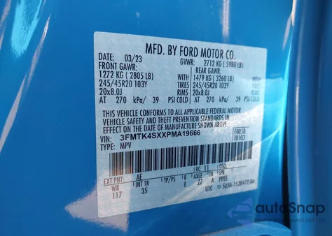 2023 Ford Mustang Mach-E Gt z USA, uszkodzony, nr VIN 3FMTK4SXXPMA19666